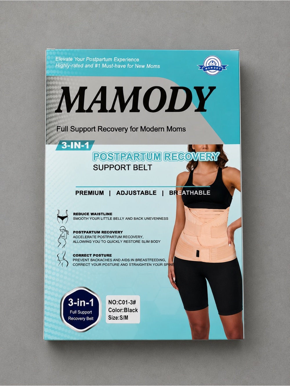 Mamody 3 in 1 Postpartum Belly Wrap Postpartum Belly Band Support - Size S/M